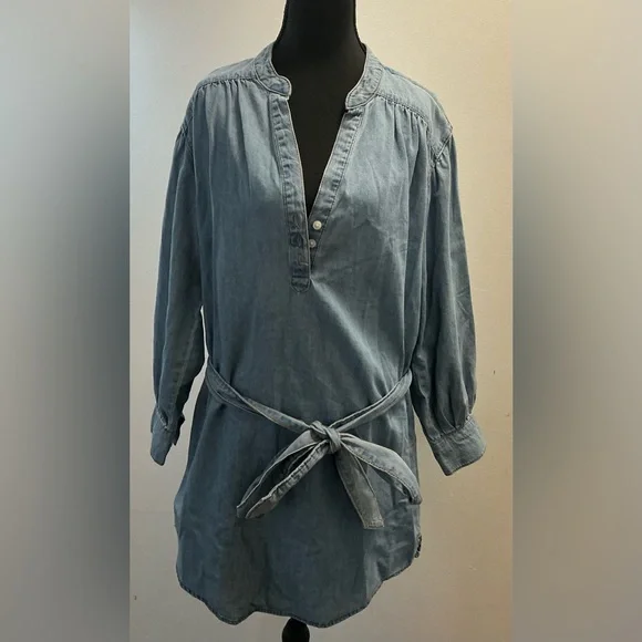 Time and Tru Light Blue Denim Tie-Waist Shirt Dress - Picture 4 of 4